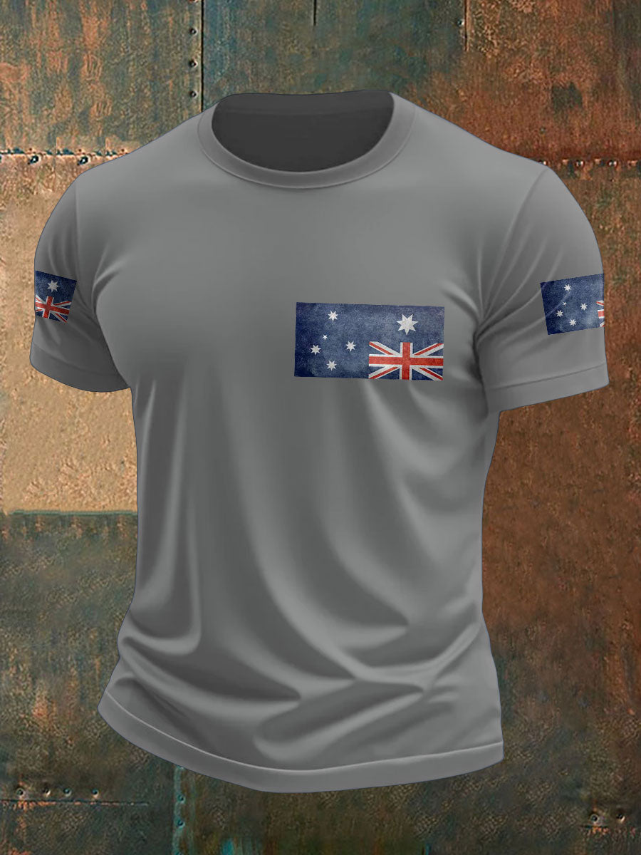 Men's Upside Down Flag AU Flag Printed T-shirt