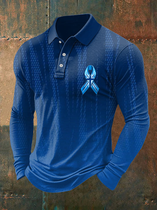 Men's Prostate Cancer UK Print Stand Collar Casual Shirt