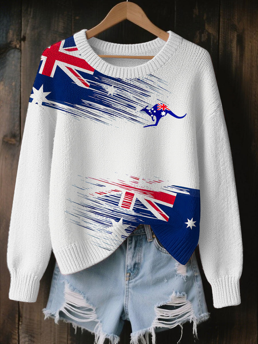 Women's Australian Flag Print Casual O-Neck Long Sleeve Sweatshirt