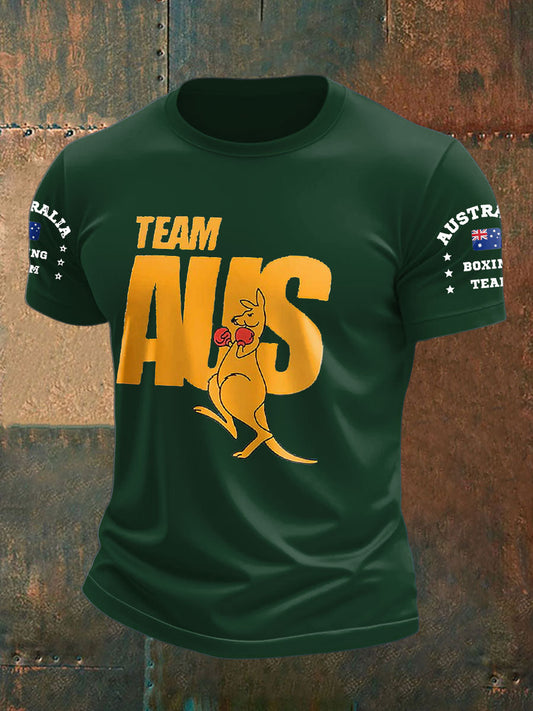 Men's AU Flag Boxing Lover Printed T-shirt