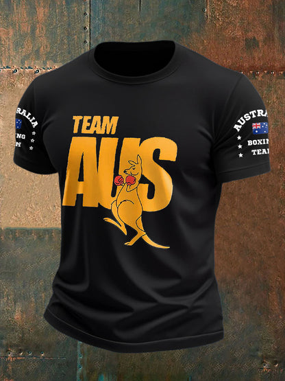 Men's AU Flag Boxing Lover Printed T-shirt