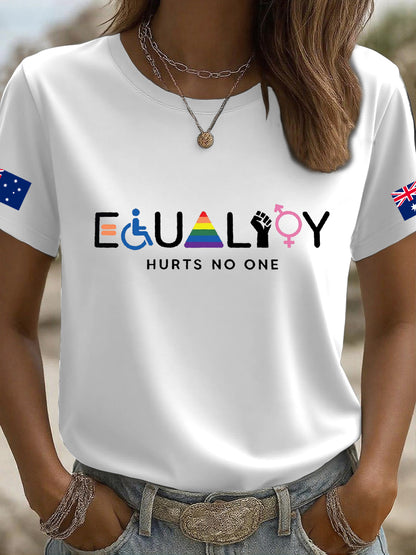 Women's AU Flag Equality Hurts No One Printed T-shirt