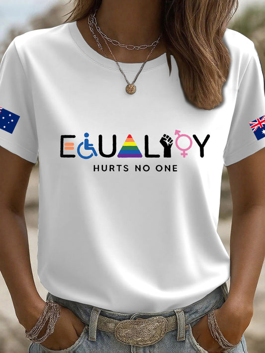 Women's AU Flag Equality Hurts No One Printed T-shirt