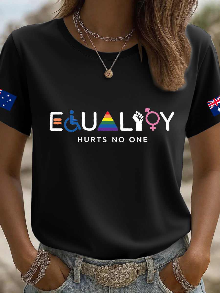 Women's AU Flag Equality Hurts No One Printed T-shirt