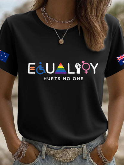 Women's AU Flag Equality Hurts No One Printed T-shirt
