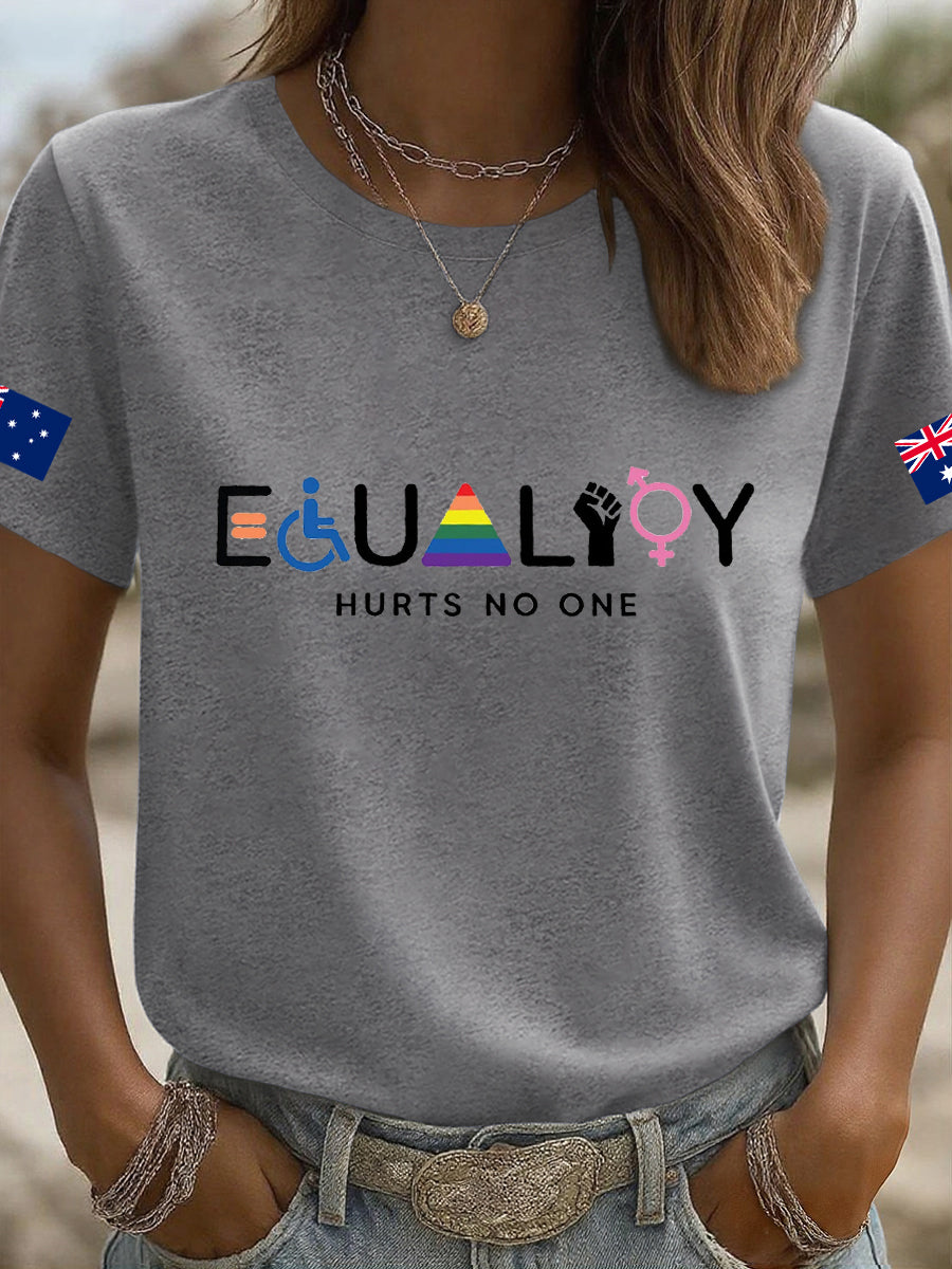 Women's AU Flag Equality Hurts No One Printed T-shirt