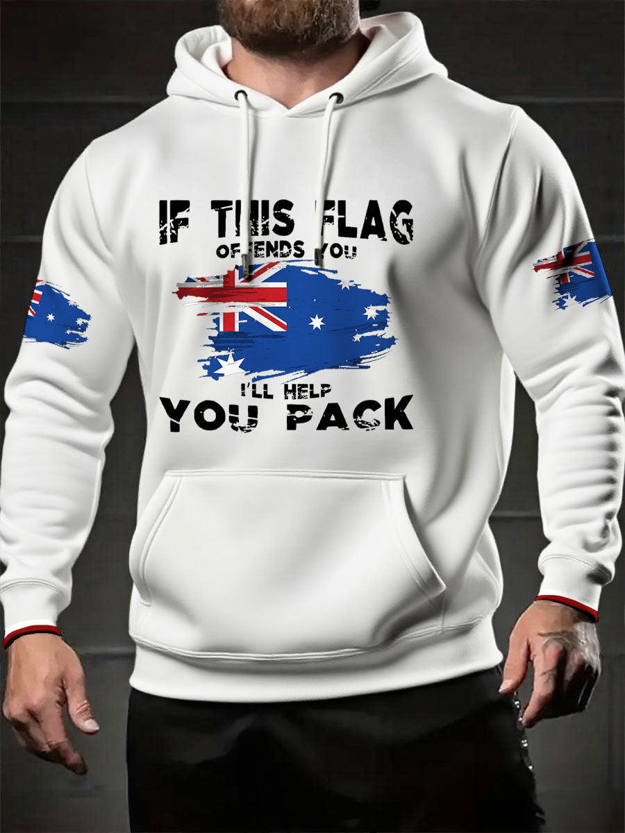 Men's AU Flag I'll Help You Pack Printed Hoodie