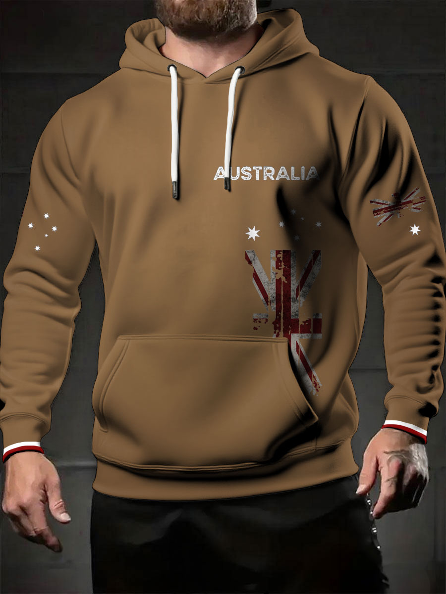Men's AU Flag Printed Hoodie