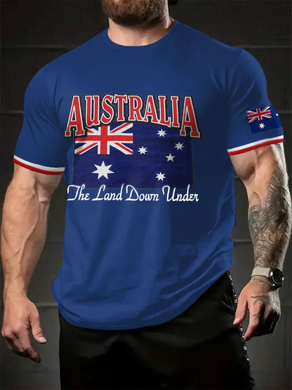 Men's AU Flag Down Under Printed T-shirt