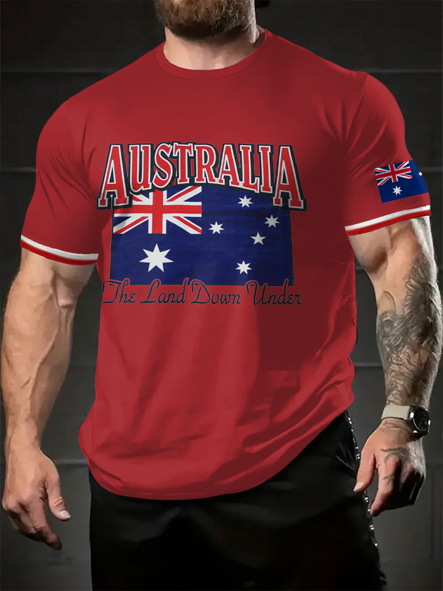 Men's AU Flag Down Under Printed T-shirt