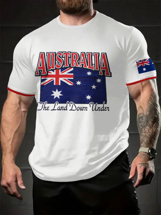 Men's AU Flag Down Under Printed T-shirt