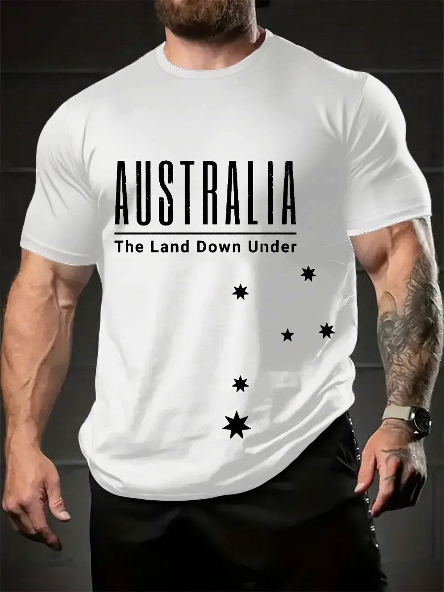 Men's AU Flag Down Under Printed T-shirt