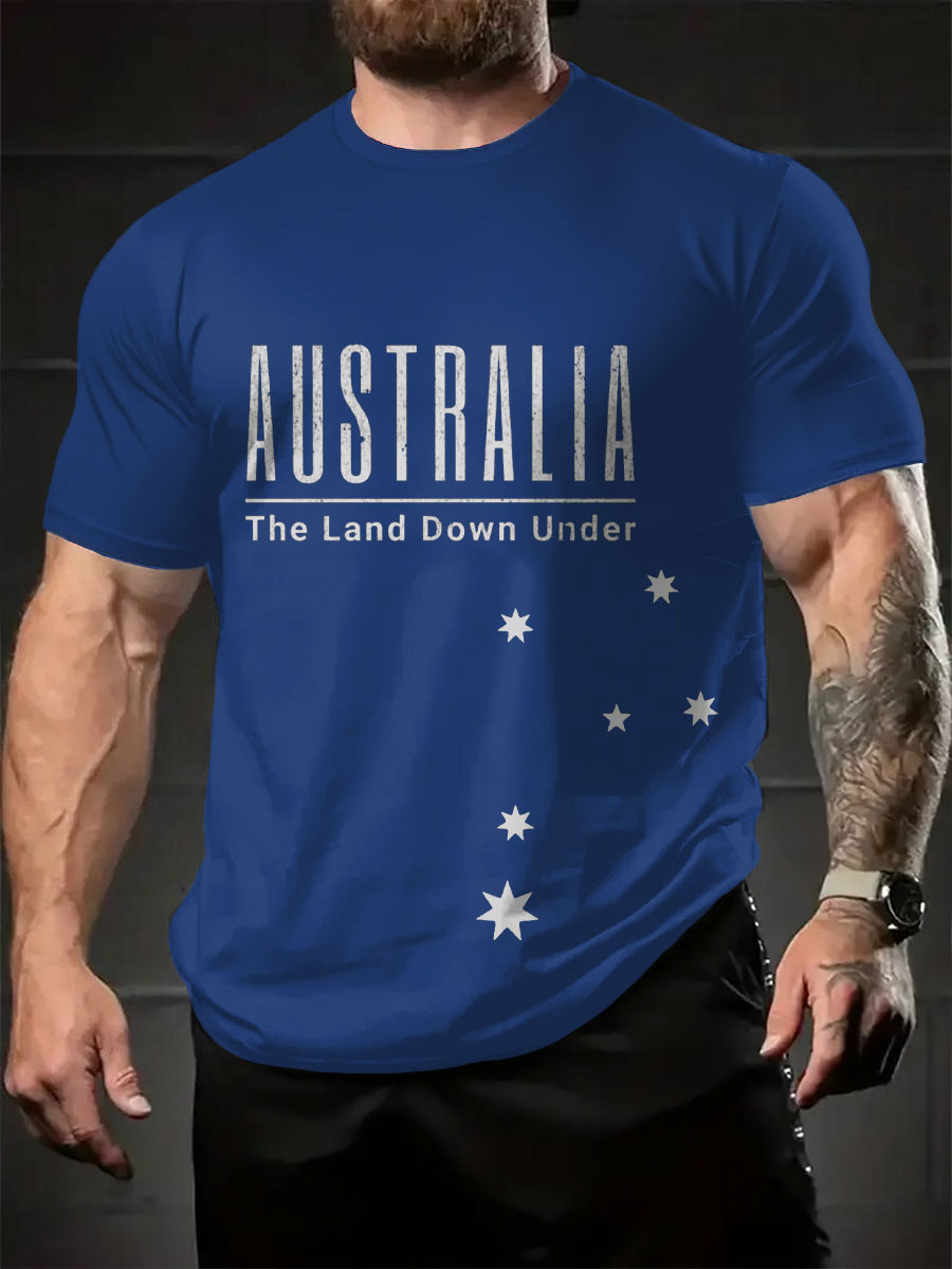 Men's AU Flag Down Under Printed T-shirt