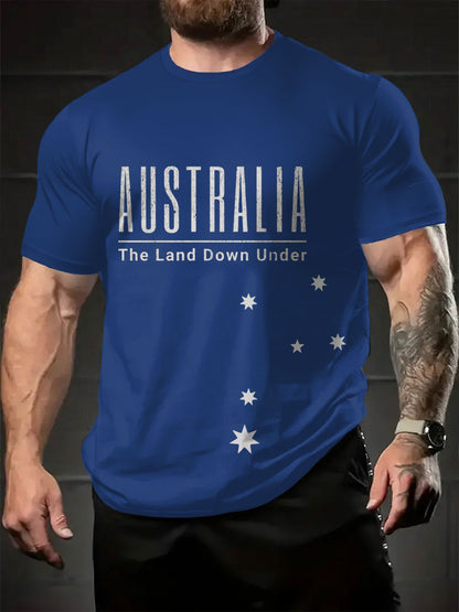 Men's AU Flag Down Under Printed T-shirt
