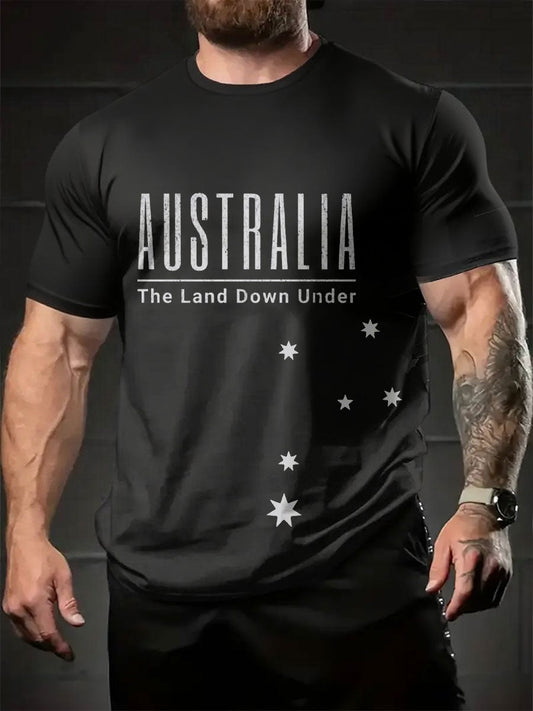 Men's AU Flag Down Under Printed T-shirt