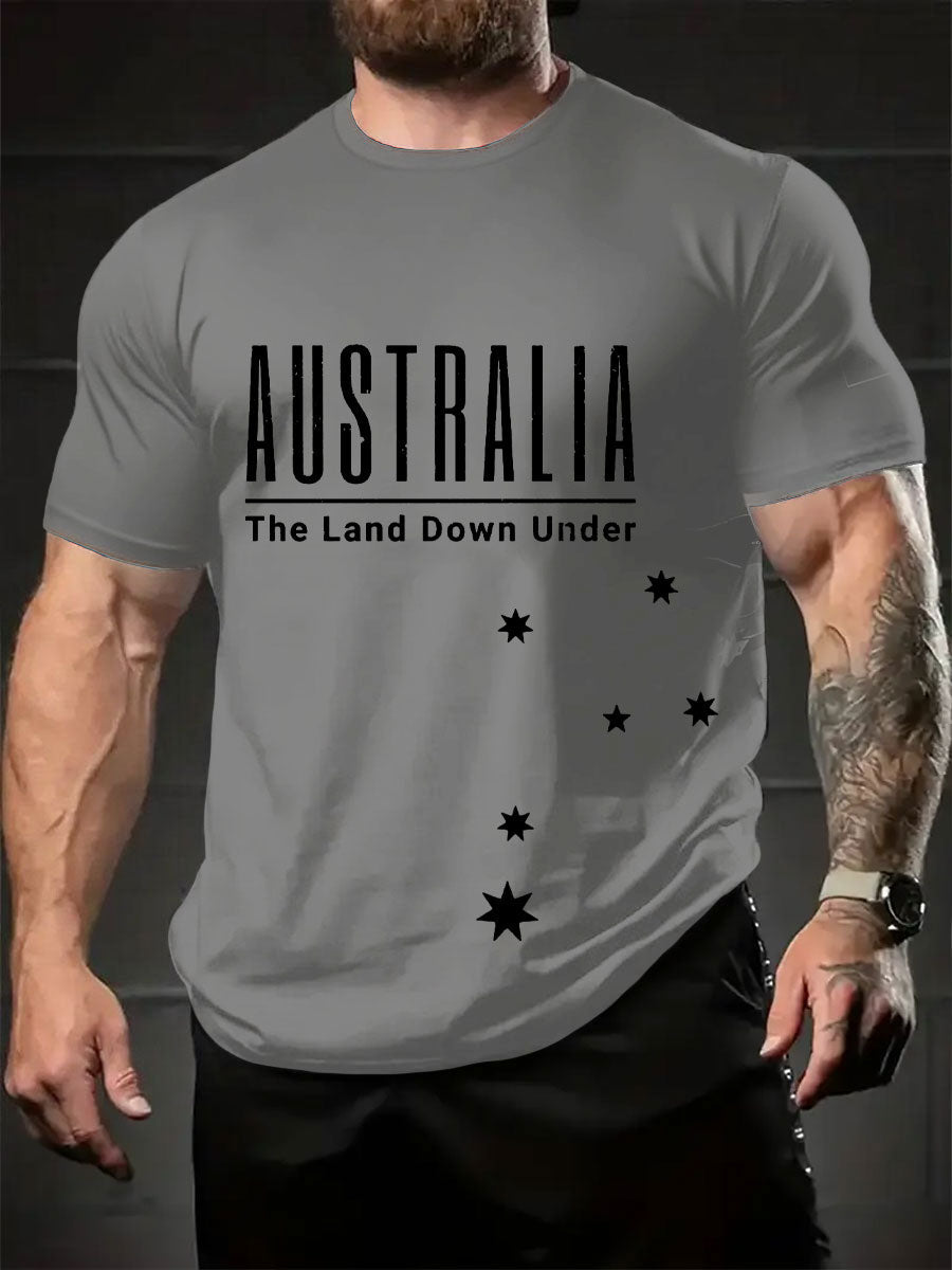 Men's AU Flag Down Under Printed T-shirt