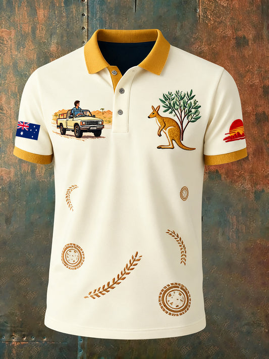 Men's Vintage Australian Holiday Smart Casual Polo Shirt