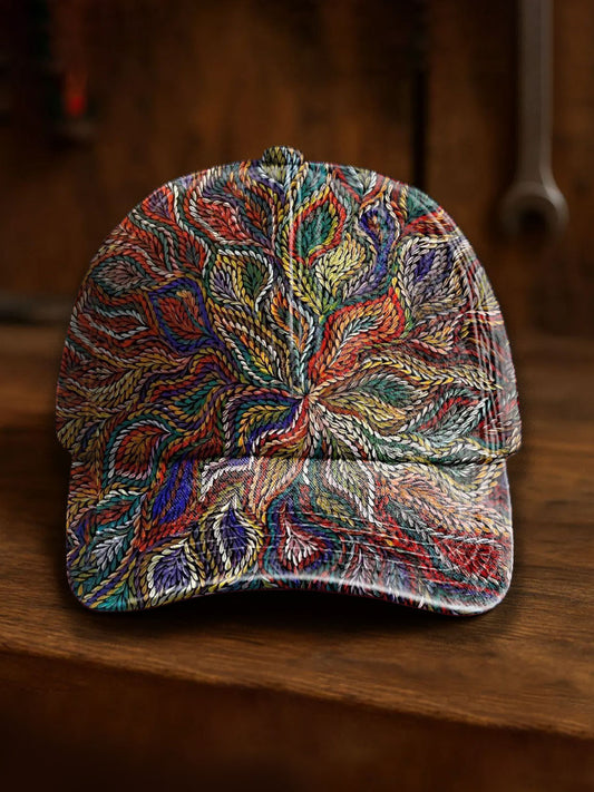 Retro Australian Desert Polka Dot Leaf Art Casual Print Washed Hat