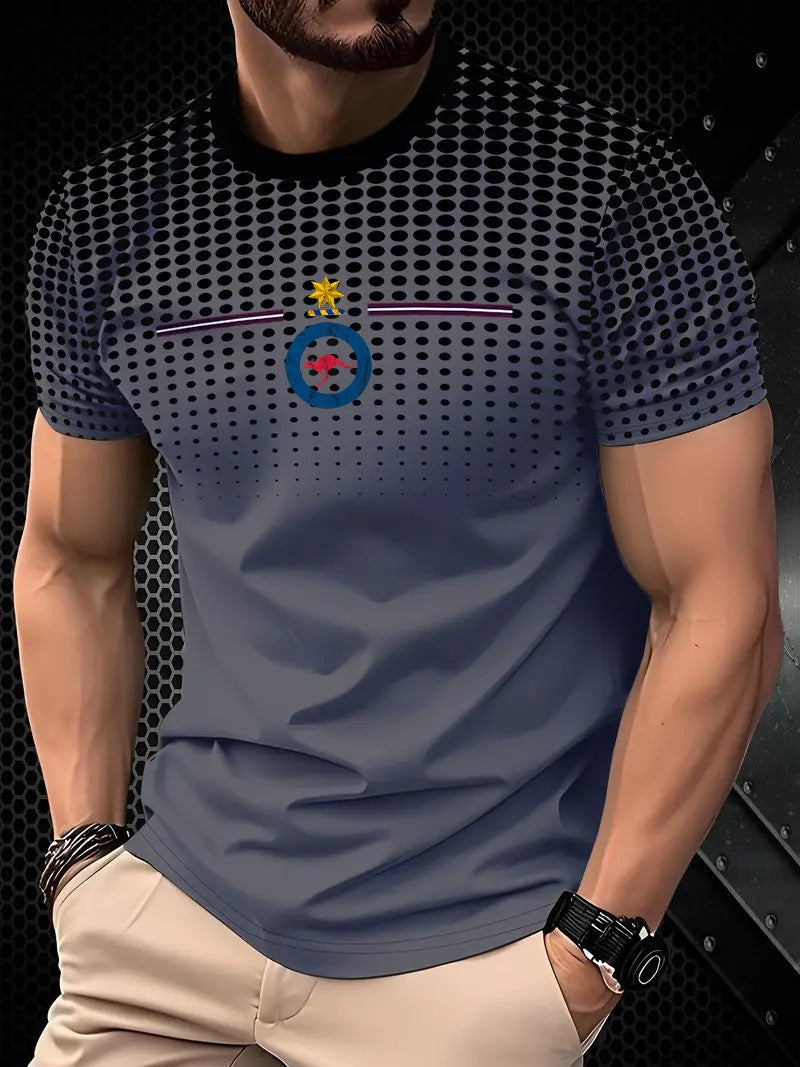Vintage Australian Flag Badge Print Casual Cotton Short Sleeve T-Shirt