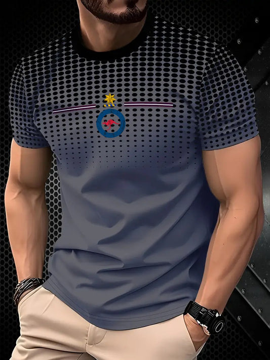 Vintage Australian Flag Badge Print Casual Cotton Short Sleeve T-Shirt