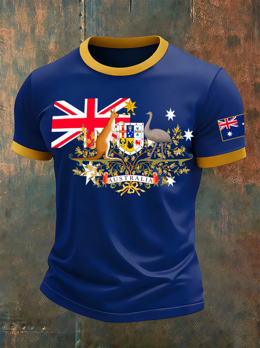 Men's Australian Retro Art Casual Short Sleeve
