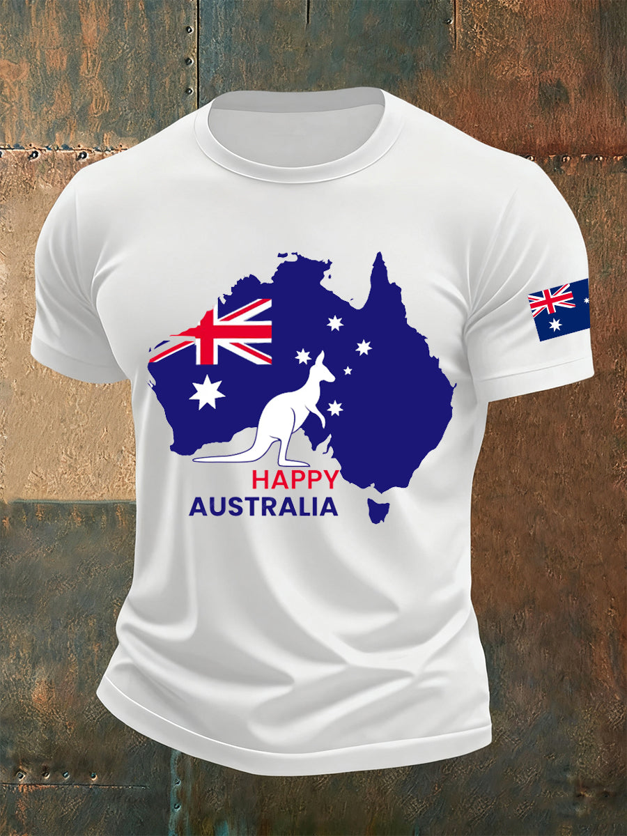Men's Australian Retro Art Casual Short Sleeve