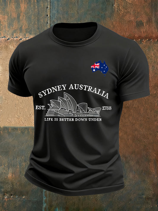Men's Vintage Australian Casual Commemorative T-Shirt