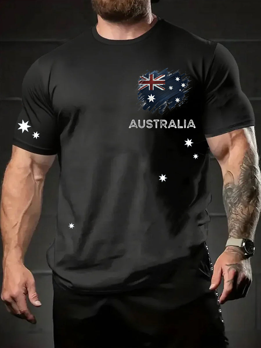 Men's Australian Retro Art Casual Short Sleeve
