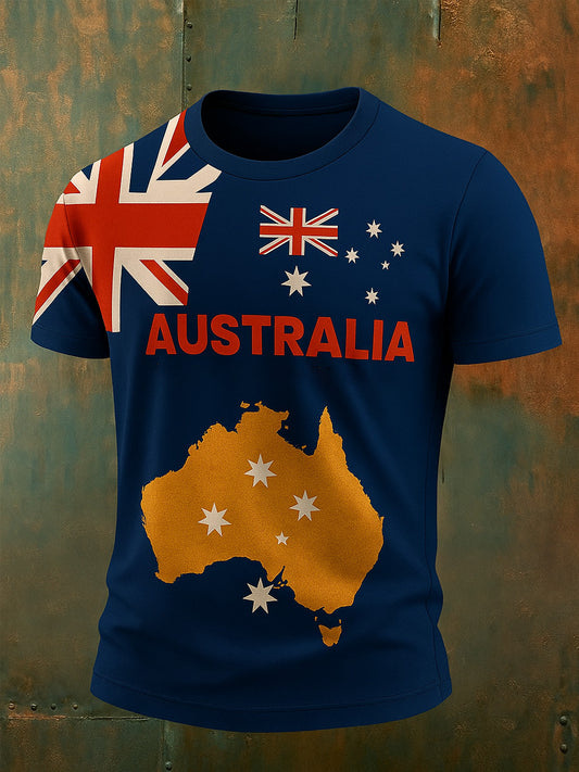 Men's Retro Print Kangaroo Commemorative T-Shirt