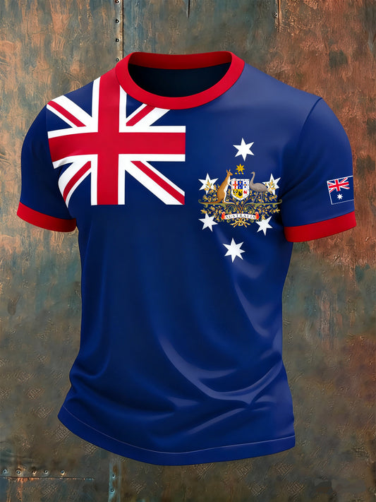 Men's Australian Retro Art Casual Short Sleeve