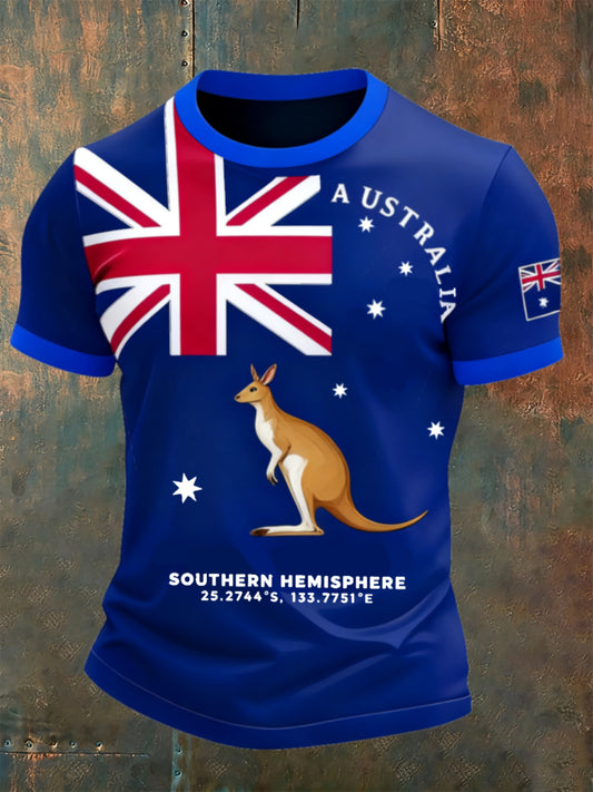 Men's Australian Retro Art Casual Short Sleeve