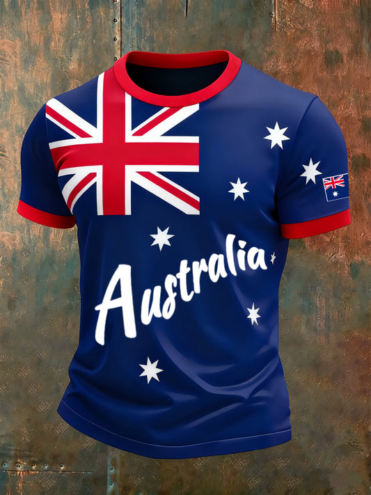 Men's Australian Retro Art Casual Short Sleeve