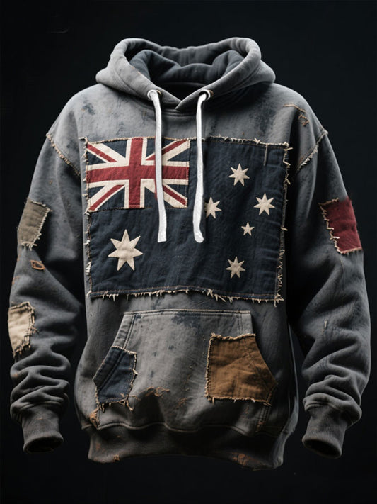 Men's AU Flag Art Printed Hoodie
