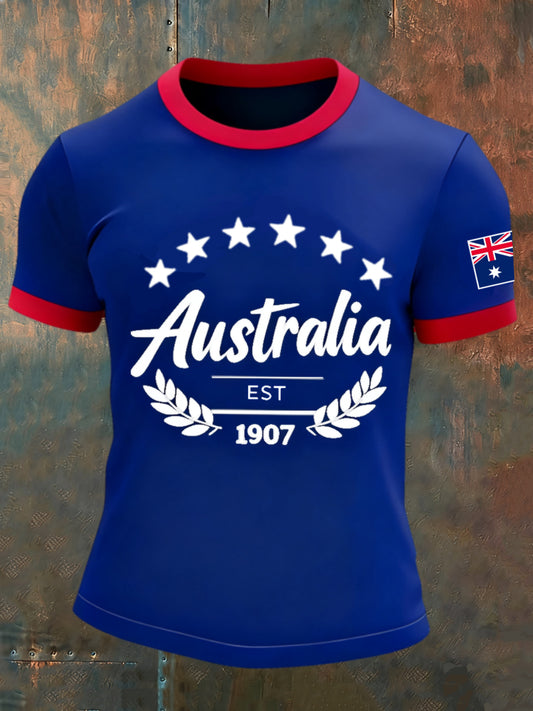 Men's Australian Retro Art Casual Short Sleeve