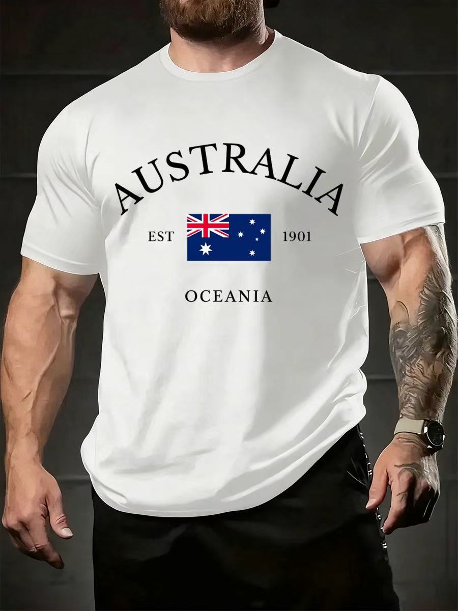 Men's Australian Retro Art Casual Short Sleeve