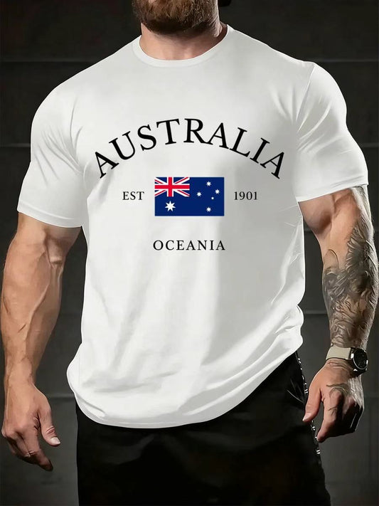 Men's Australian Retro Art Casual Short Sleeve