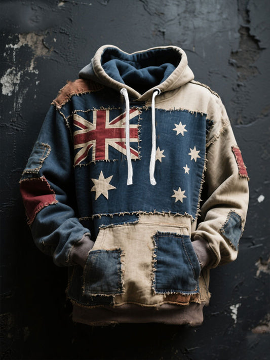 Men's AU Flag Art Printed Hoodie