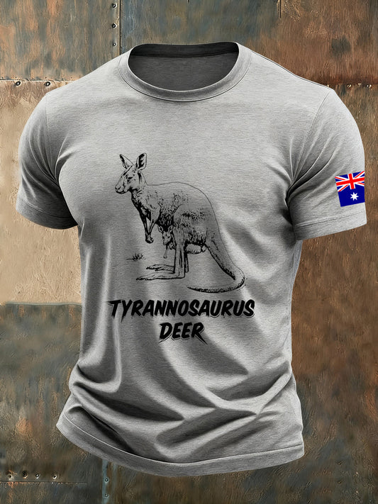 Men's Retro Print Kangaroo Commemorative T-Shirt