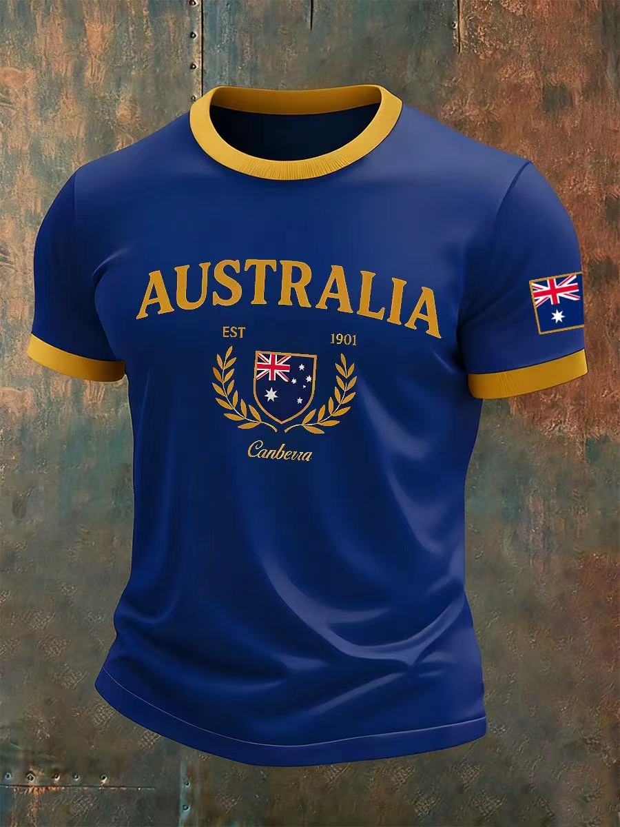 Men's Australian Retro Art Casual Short Sleeve