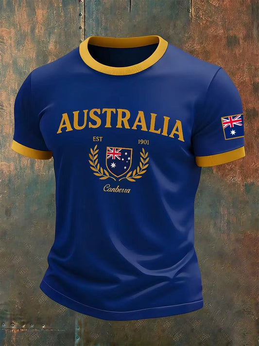 Men's Australian Retro Art Casual Short Sleeve