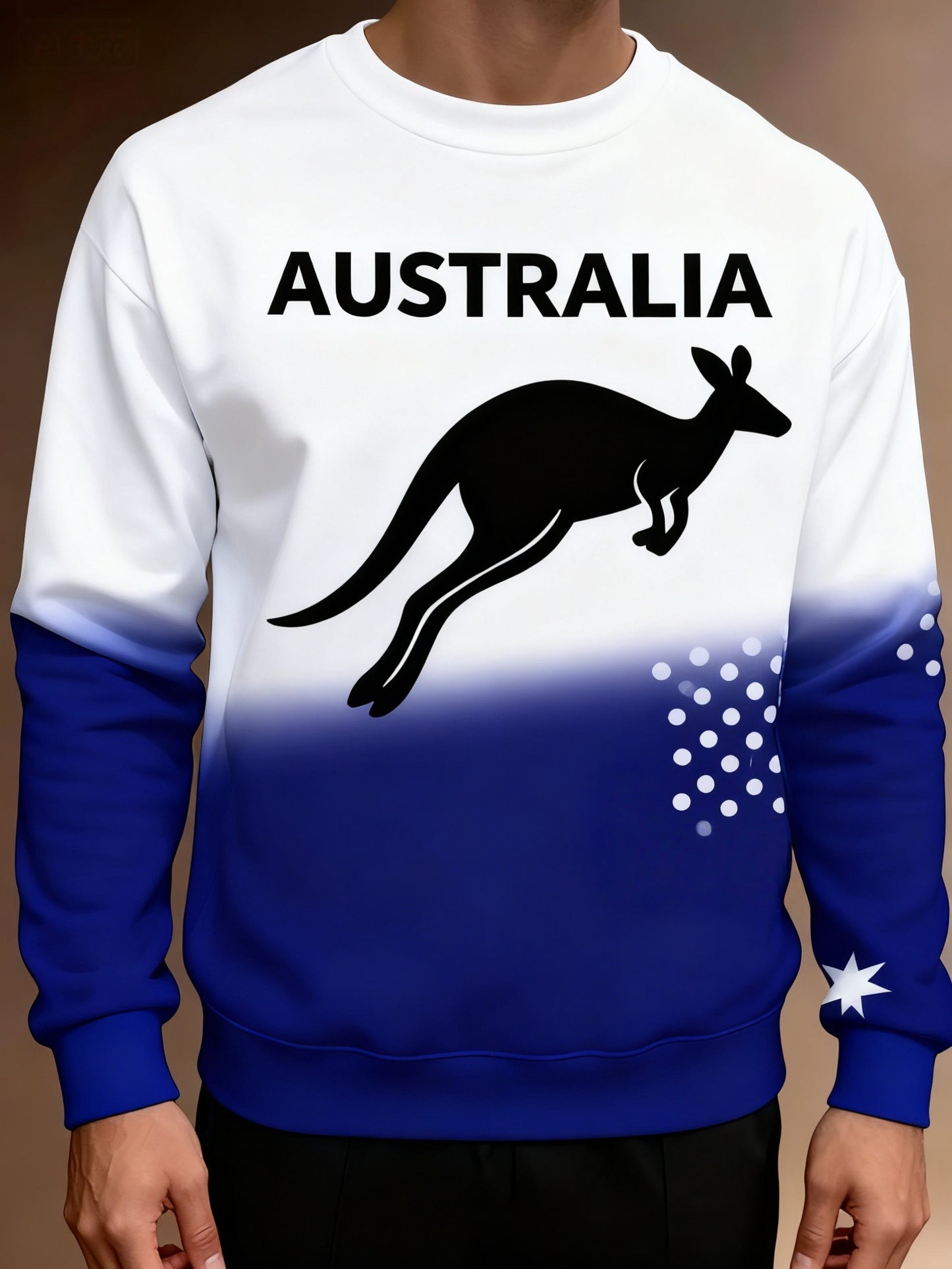 Retro Australian Flag Emblem Crew Neck Long Sleeve Sweatshirt