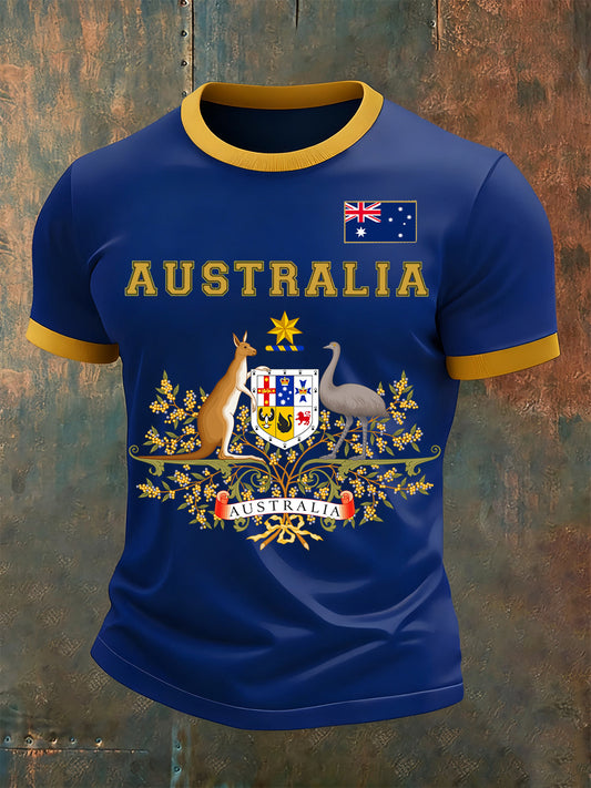 Men's Australian Retro Art Casual Short Sleeve