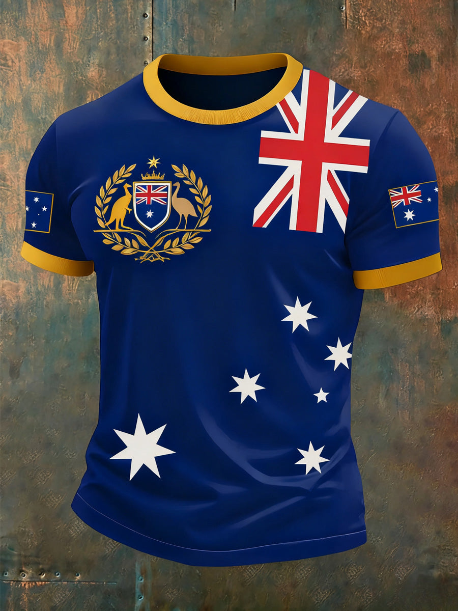 Men's Retro Print Kangaroo Commemorative T-Shirt