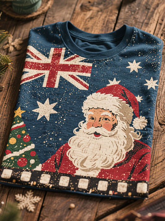Men's AU Flag Christmas Art Printed T-shirt