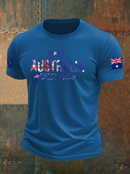 Men's  Make Australia Great Again Printed imitation cotton short-sleeved T-shirt