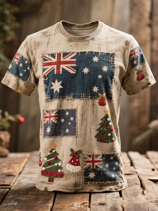 Men's AU Flag Christmas Art Printed T-shirt