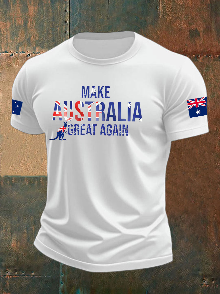 Men's  Make Australia Great Again Printed imitation cotton short-sleeved T-shirt