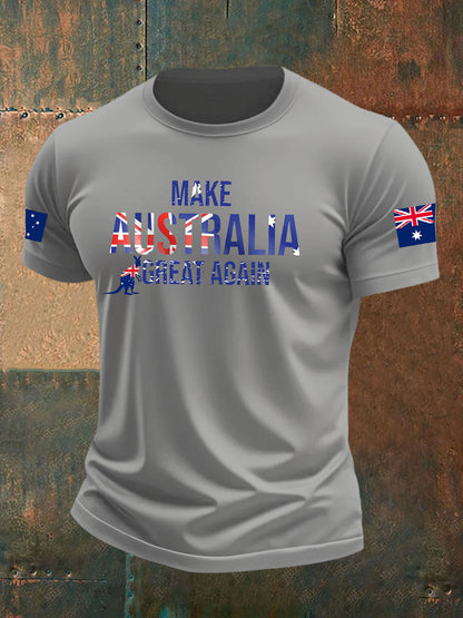 Men's  Make Australia Great Again Printed imitation cotton short-sleeved T-shirt