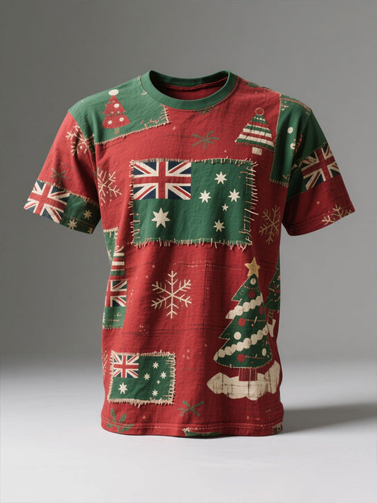Men's AU Flag Christmas Art Printed T-shirt