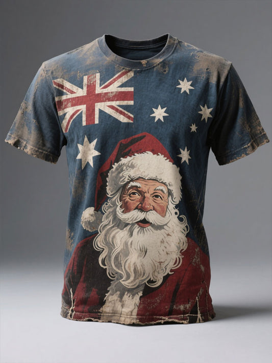 Men's AU Flag Christmas Art Printed T-shirt